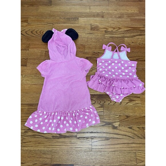 Minnie Mouse Sequin One Piece Swimsuit & Hooded Zip Embroidered Ruffle Cover Up - Picture 7 of 10
